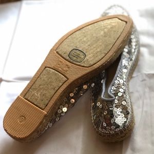 Silver Sequin Slip-on Shoes